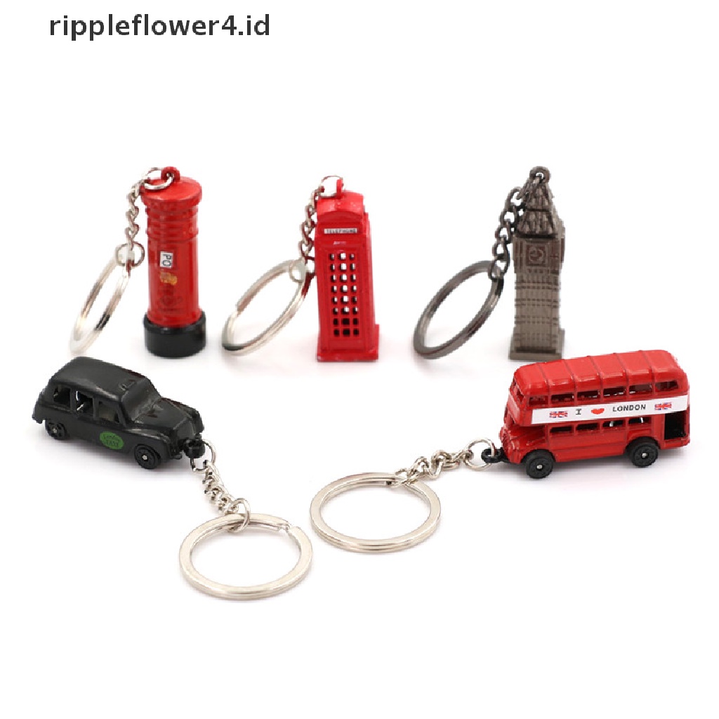 {rippleflower4.id} Miniatur Inggris Model London Gantungan Kunci Gantungan Kunci Souvenir Ojek Bis Merah~