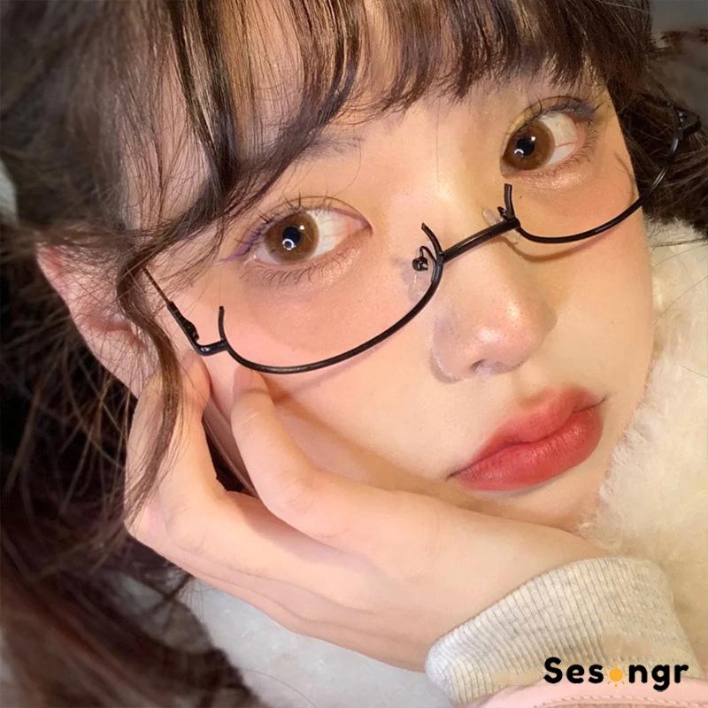 COD Kacamata Pendant Glasses Frame Korea Setengah Bingkai Netflix Dekoratif Wanita - SG