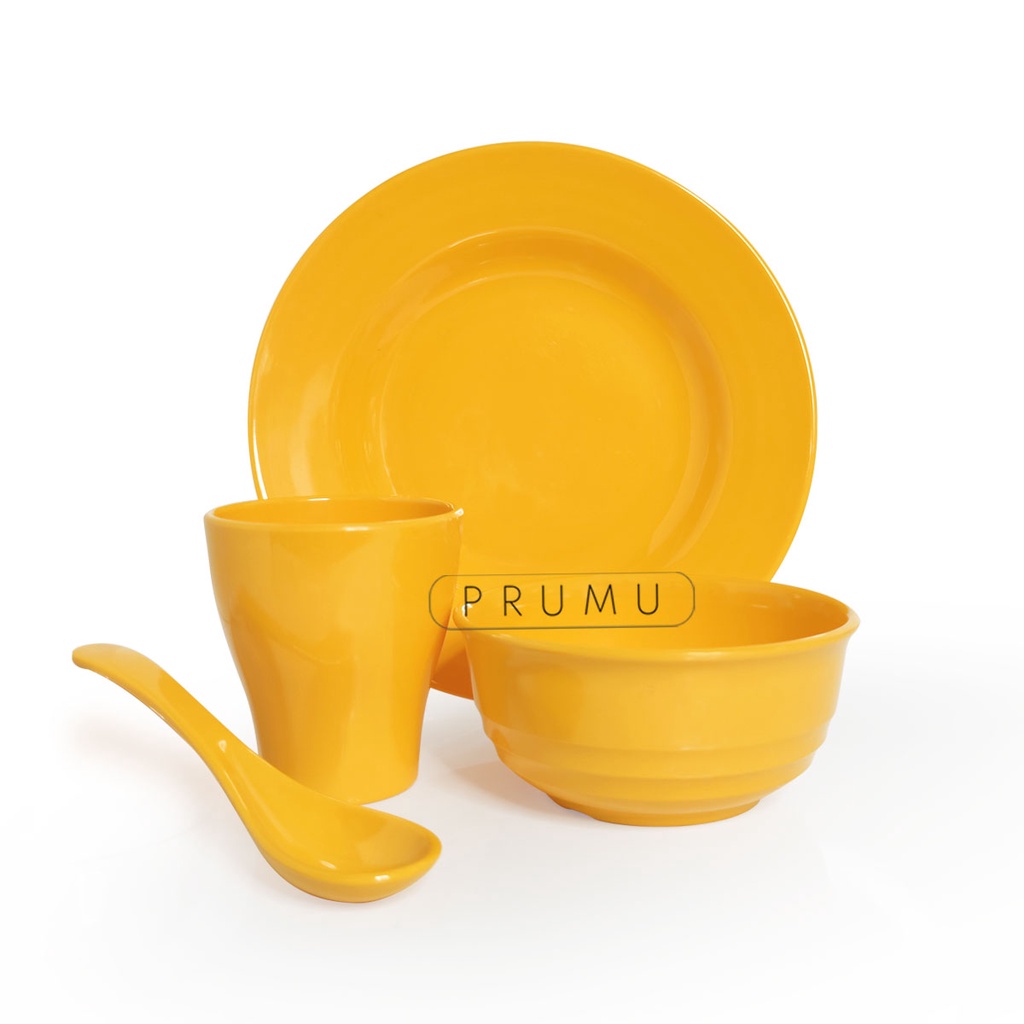 PRUMU Melamin Set Monthly Under 50rb Paket Peralatan Makan Piring Mangkok Gelas Melamine