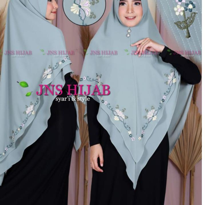 Termurah dan terbaik >> namira BORDIR/khimar bordir/hijab syari 2 layer/jilbab ori JNS