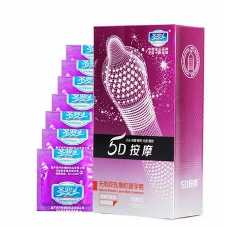 Kondom Berbintil  Latex 5D Dotted Condom