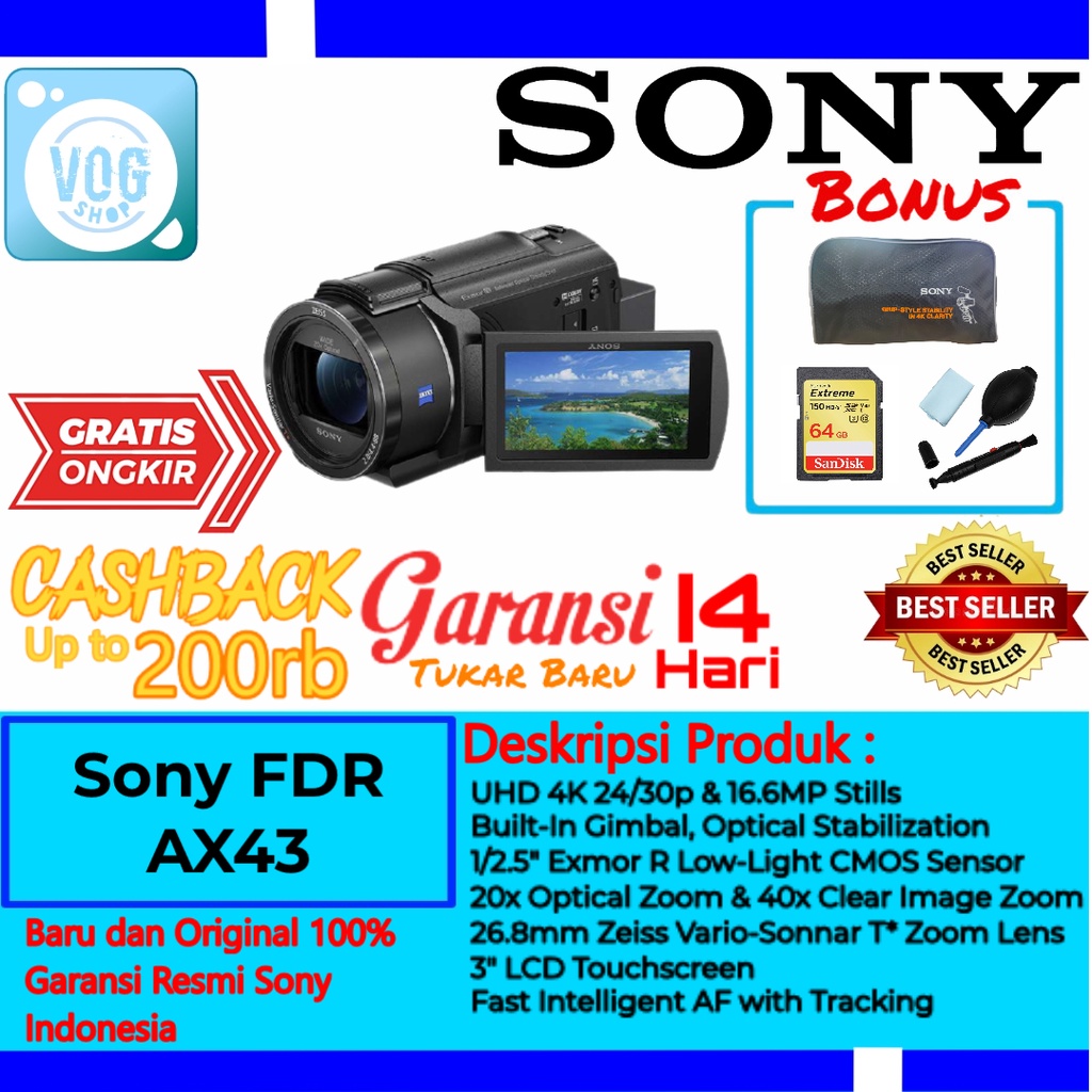 Sony FDR-AX43 UHD 4K Handycam Camcorder - Sony AX43A