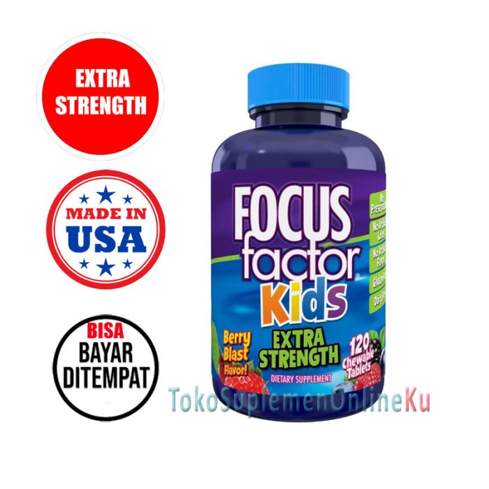 Focus Factor Kids Extra Strength Vitamin Suplemen Otak Anak ADHD