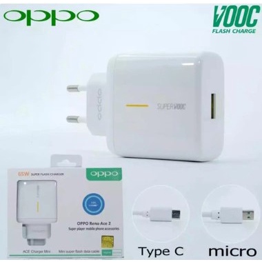 Charger Oppo Reno Ace 2 65W SuperVooc Casan Oppo Micro Usb / Type C Travel Charger