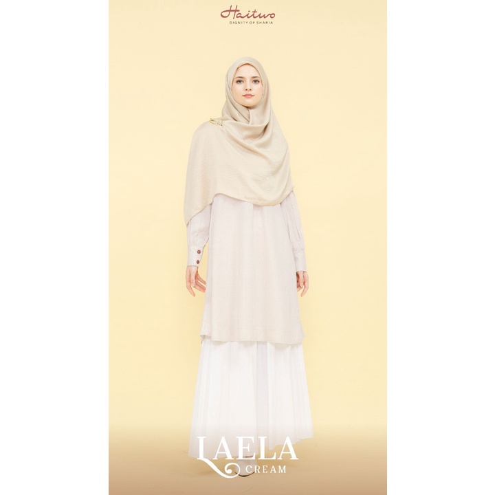 Couple Tunik Wanita Polos Midi Dress Lengan Panjang Haitwo Nibras Laela Bahan Linen Mix Katun