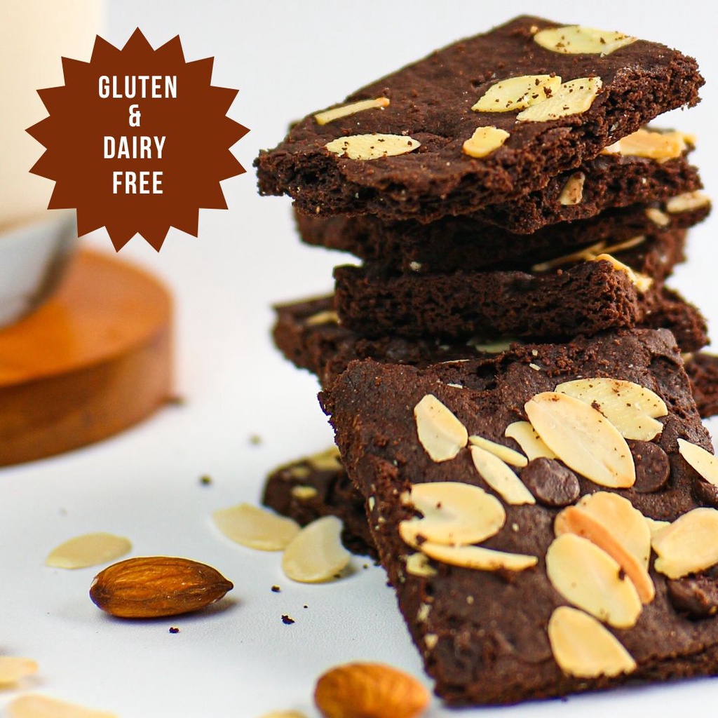 

Cemilan Manis Coklat / Brownies Crispy Almond / Kue Kering Vegan - Cocok untuk cemilan diet busui
