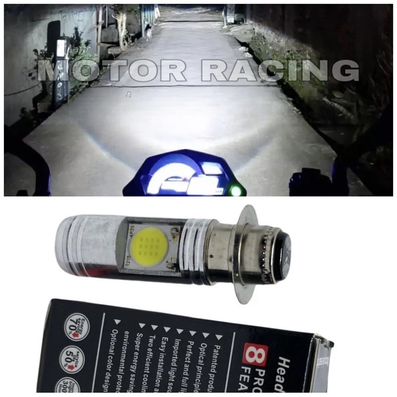 Lampu depan motor LED PUTIH &amp; BIRU ICE bebek &amp; matic 2 sisi 18 titik AC DC H6 12v-80v