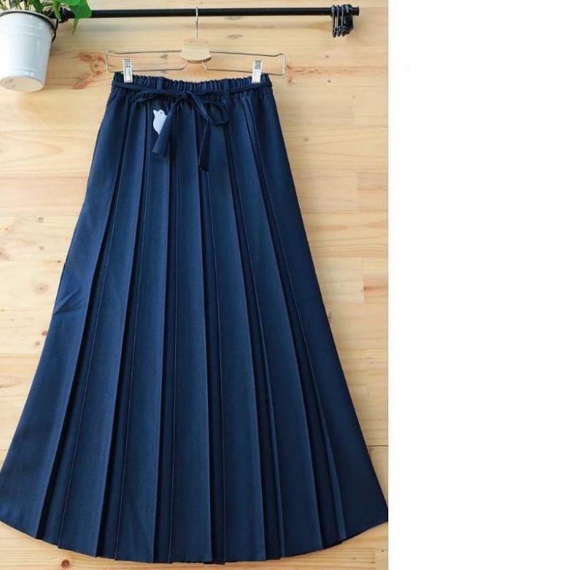 Rok Plisket Semi Wol -Rok Kerja Wanita Formal Model Rempel - Rok Terda Skirt Wood