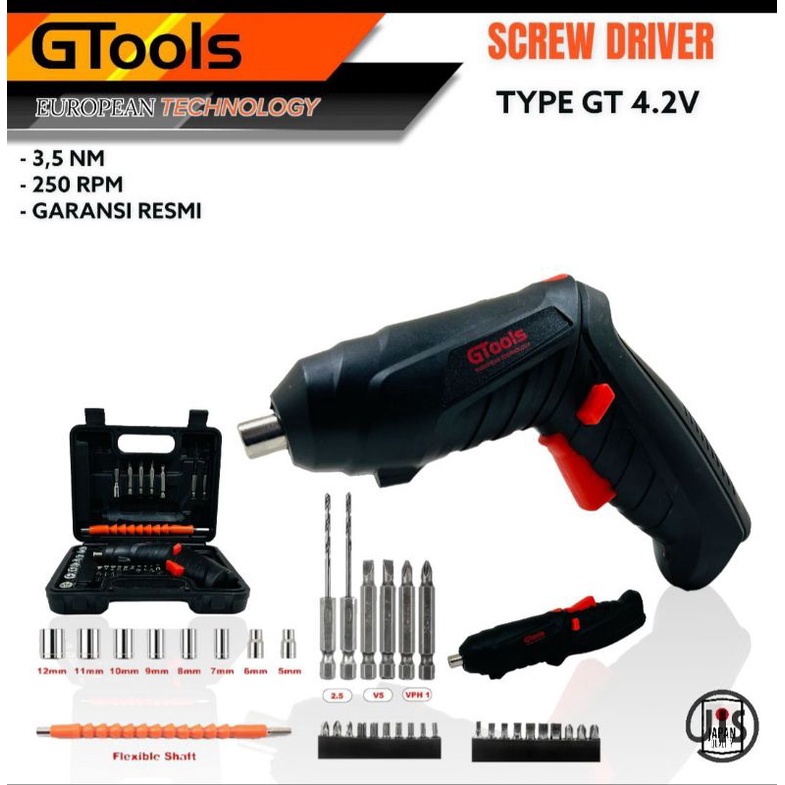 bor elektrik screwdriver GTOOLS eropa 4.2V Fullset Mode bor dan mode obeng.