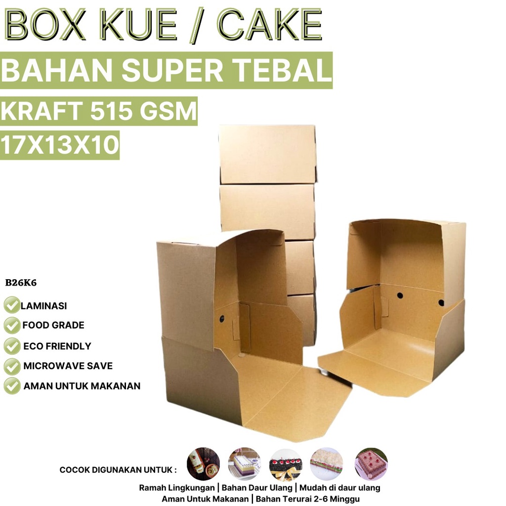 Box Kue Box 17x13x10 Super Tebal 515 Gsm (B26K6-Laminasi)