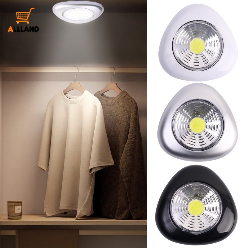 Kreatif Lampu Malam Mini COB Bertenaga Baterai Segitiga/Lampu Lemari Portable Self Adhesive Detachable/Lampu Dinding Darurat Tangga Rumah