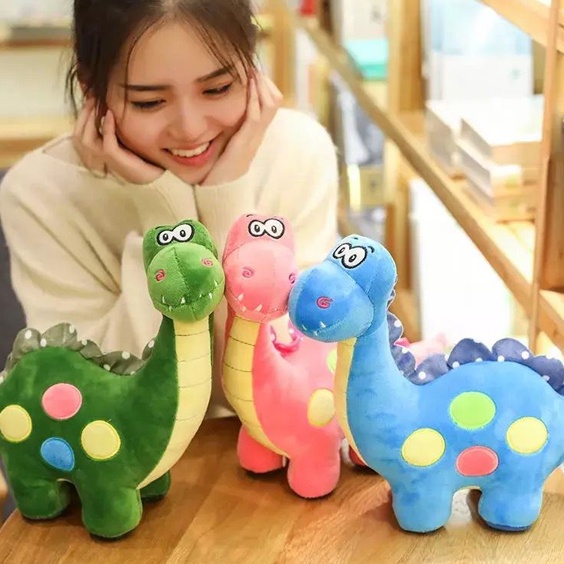 Boneka Dinosaurus Tompel Warna Warni Lucu Bahan Lembut 6 Varian Warna Berlabel SNI Bisa COD