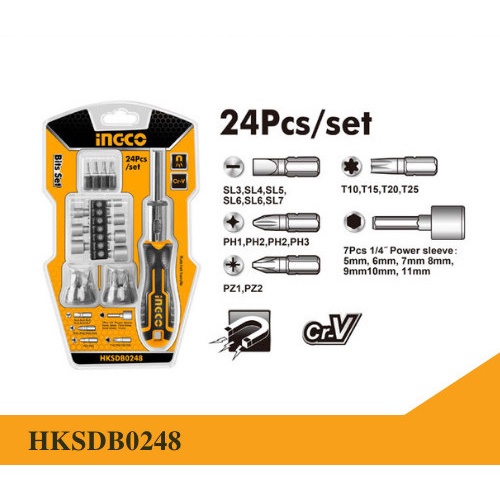 Ingco HKSDB0248 Obeng Set Presisi 24 Pcs Bits Screwdriver