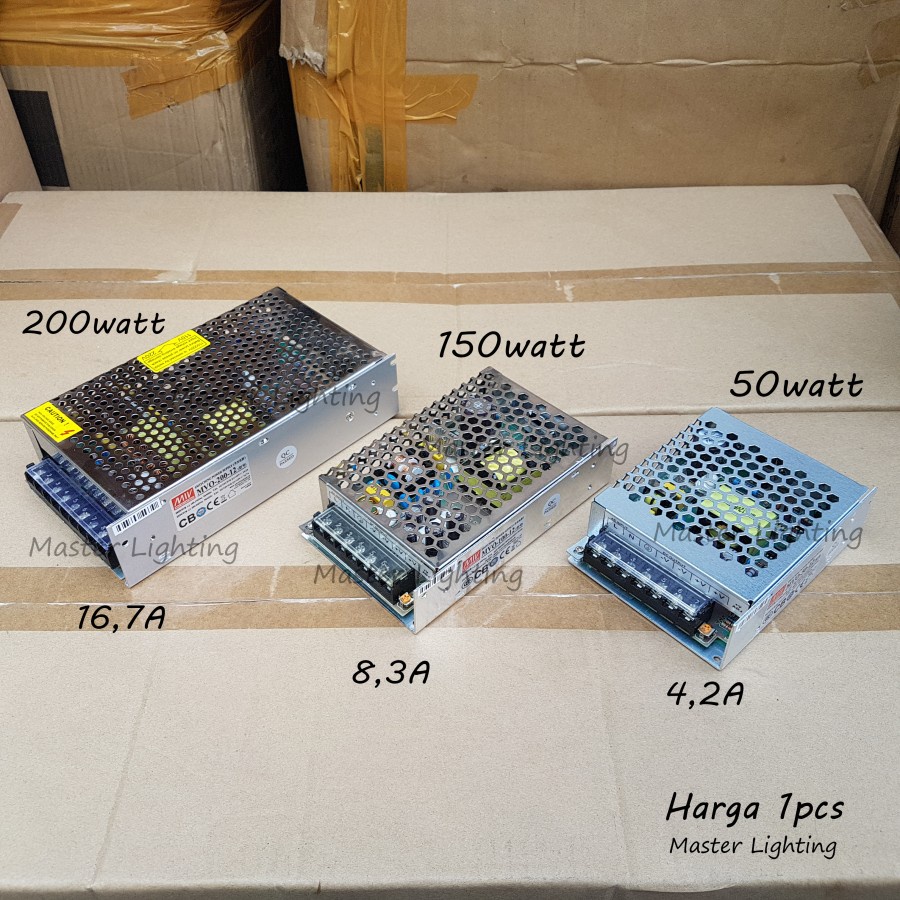 Adaptor led 12Volt 50watt 100watt 200watt Mean well trafo power supply