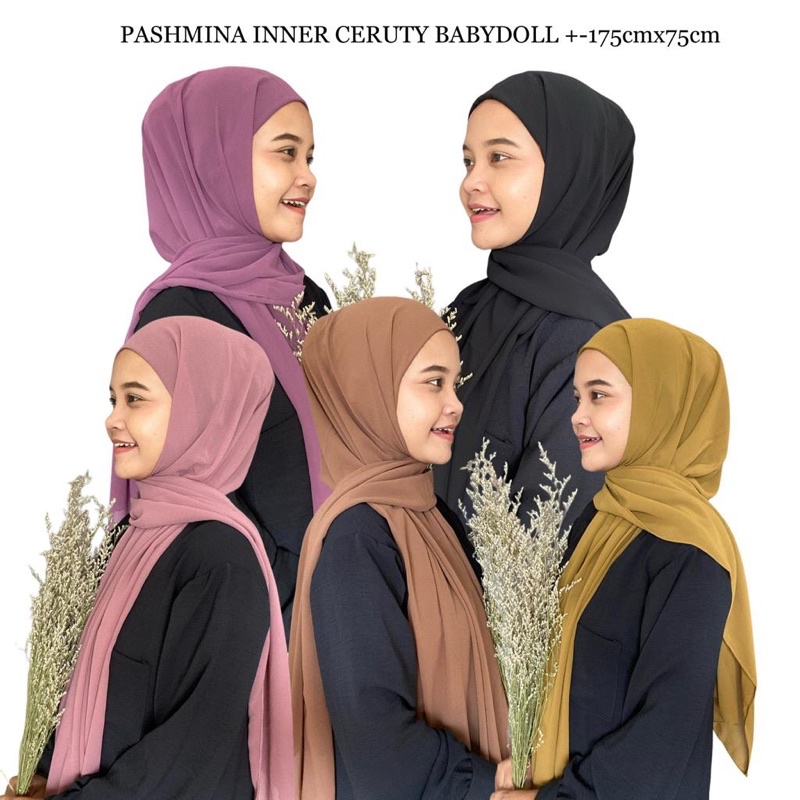 PASHMINA INNER PASHMINA 2IN1 INNER PASHMINA INNER CERUTY BABYDOLL PASMINA +- 175x75