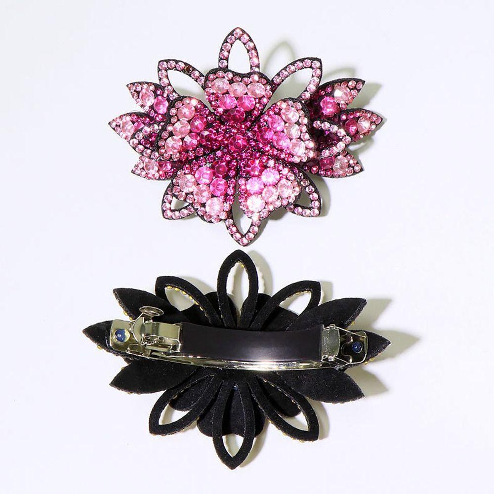 Mxbeauty Wanita Klip Rambut Elegan Berkilau Shiny Flower Headwear Ponytail Holder Berlian Imitasi Alloy Multi-Warna Klip Rambut Ekor Kuda