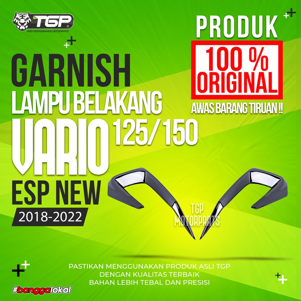 Garnish Lampu Belakang Homda Vario 125 / 150 FI ESP New Aksesoris Variasi Motor Premium Black Chrome