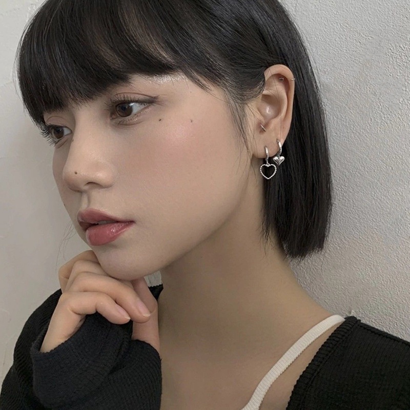 Mencegah Alergi925 Sterling Silver Anting Vintage Trendi Elegan Sederhana Cinta Hati Pesta Perhiasan Pasangan Aksesoris