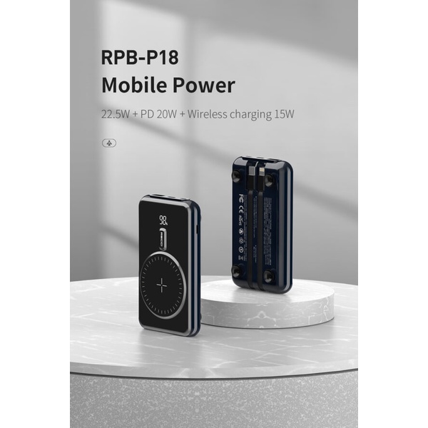 RECCI RPB-P18 10000mAh Powerbank - PD 20W and Wireless Charging 15W