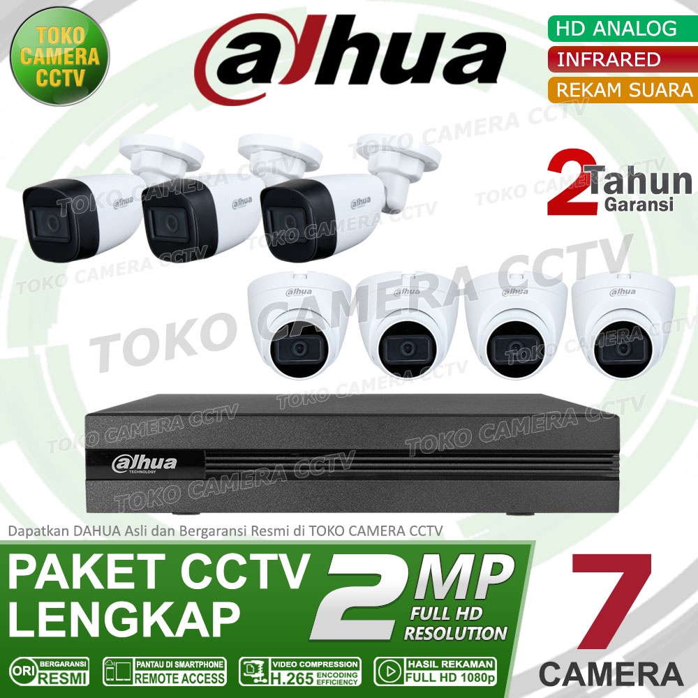 PAKET CCTV DAHUA 2MP AUDIO 8 CHANNEL 7 KAMERA