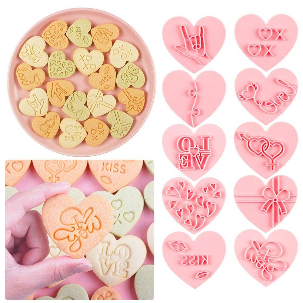 Nanas 10pcs/set Hari Valentine Pastry Dekorasi Cetakan Kue Cetakan Biskuit Plastik