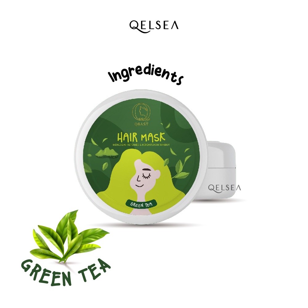 Masker Rambut Green Tea Hair Mask Smoothing Care Nutrisi Natural Matcha Herbal Aroma Teh Hijau Alami Agar Melembabkan Mengurangi Rontok dan Berminyak 250 gr QBAST