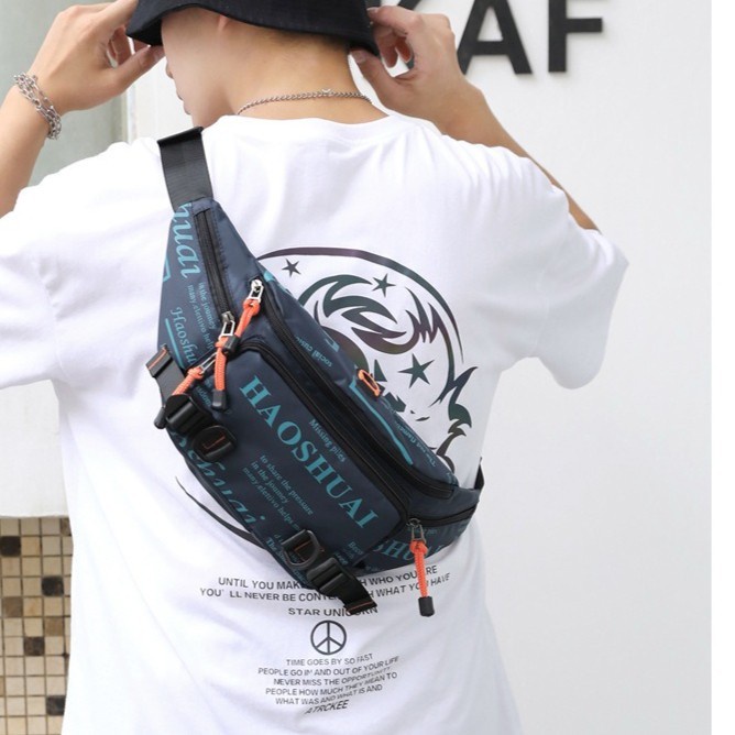 tas selempang pria  Tas Selempang Pria Tas Kanvas Tas Sling Bag HAOSHUAI ORI 100% - (HSGG) - Biru(E8