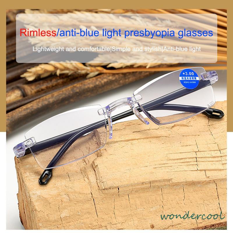 Kacamata tepi potong presbiopia tanpa bingkai Wanita Pria Kacamata Jarak Jauh Jarak Dekat-Won