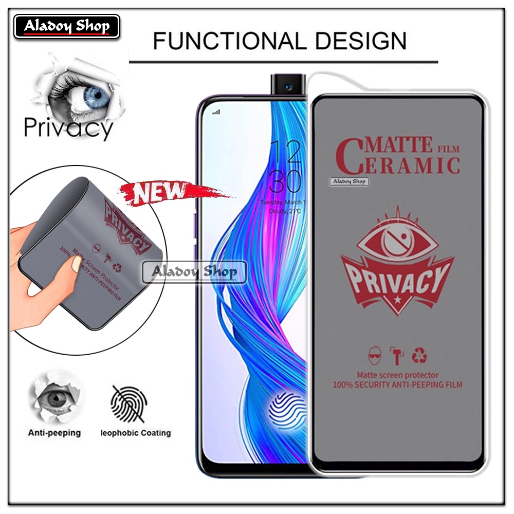 Tempered Glass Anti SPY Realme X/Oppo K3 Anti Gores Privacy + Tempered Glass kamera dan Skin Carbon