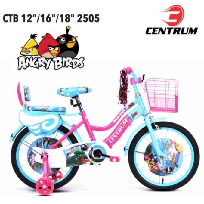 Sepeda Anak Perempuan 4 Roda Centrum X Angry Bird 2505 18 Inch Terbaru #Original