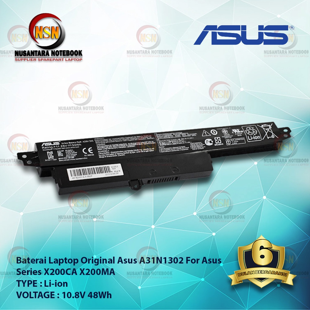 Baterai Original Asus A31N1302 For Laptop Series X200CA X200MA 11.25v 33Wh