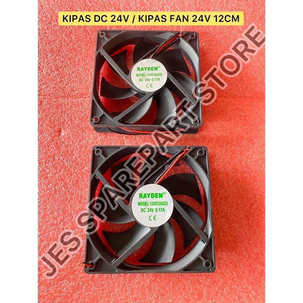 COOLING FAN EXHAUST RAYDEN KIPAS PENDINGIN DC 24V 12CM 24VOLT KABEL 2