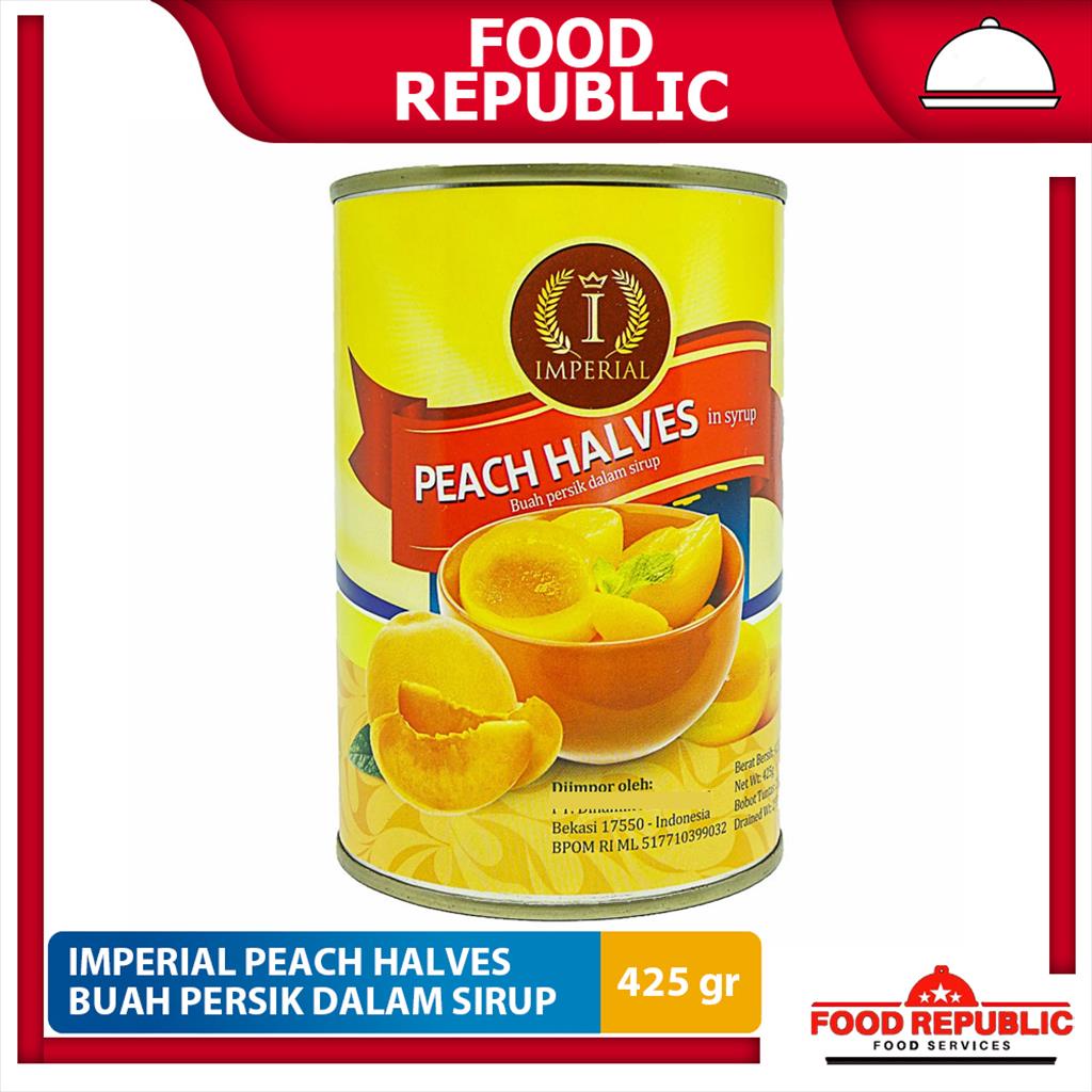 BUAH PERSIK KALENG IMPERIAL 425 GR - CANNED PEACH HALVES IN SYRUP