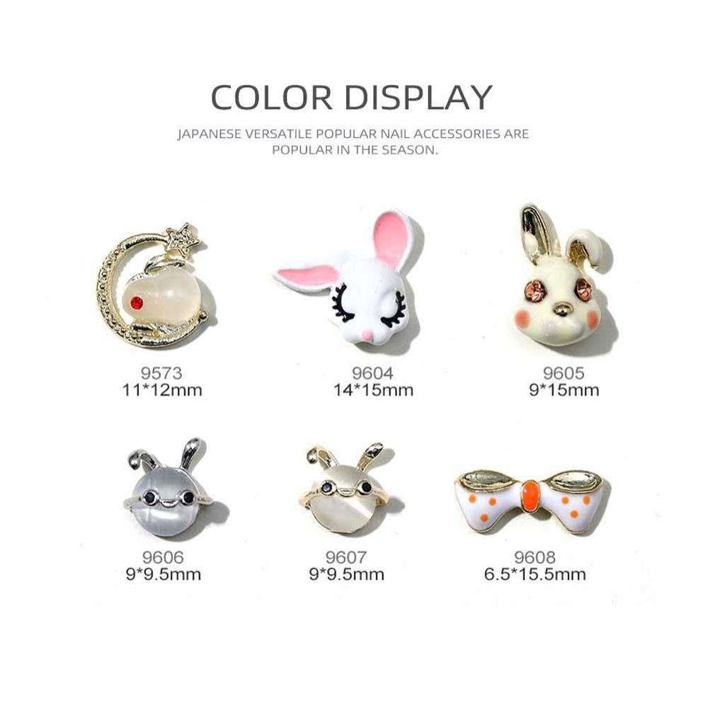 Mxbeauty Kelinci Kuku Berlian Imitasi Lucu Ikatan Simpul Manikur Aksesoris Zirkon Kartun Nail Art Drills