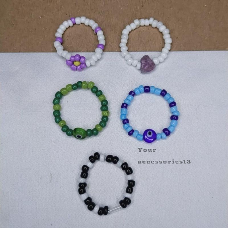 Cincin beads ring || Cincin manik manik korea 5cm - 7cm