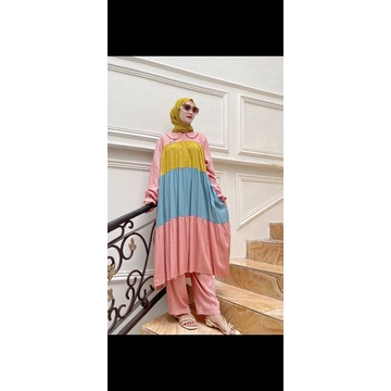 TUNIK SABRINA SETELAN ONE SET TUNIK ATASAN BAWAHAN SETELAN WANITA KEKINIAN