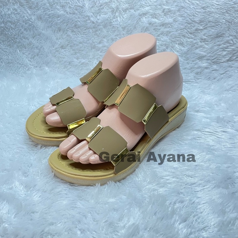 DISKON DAY! Sandal Wanita Ayana Lis Emas | Sandal Wanita Nevada Termurah | Sendal Slop Wanita Sandal Slop