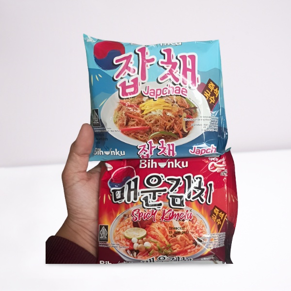 Bihunku Bihun Instant rasa spicy kimchi dan japchae 60gr enak (per 10 pcs)