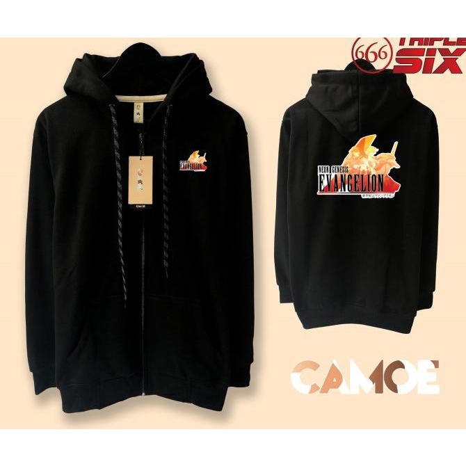 Jacket Anime Neon Genesis Evangelion Sweater Hoodie Pria Bahan Fleece Sablon Polyflex Zipper Resleti
