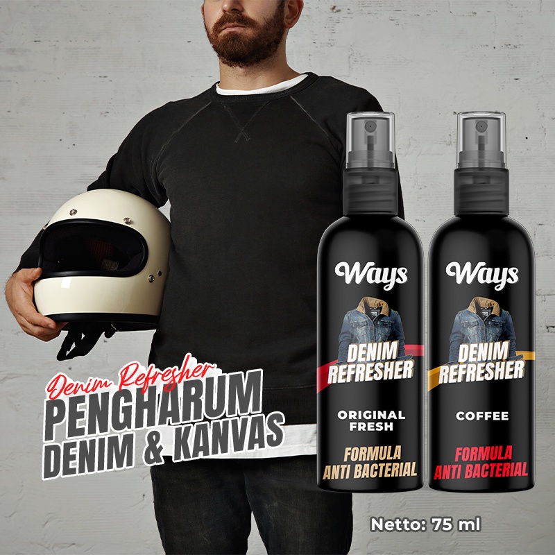 WAYS Denim Kanvas Refresher Spray Pengharum Penghilang Bau Gatal Jamur Celana Jaket Sepatu Helm Jins