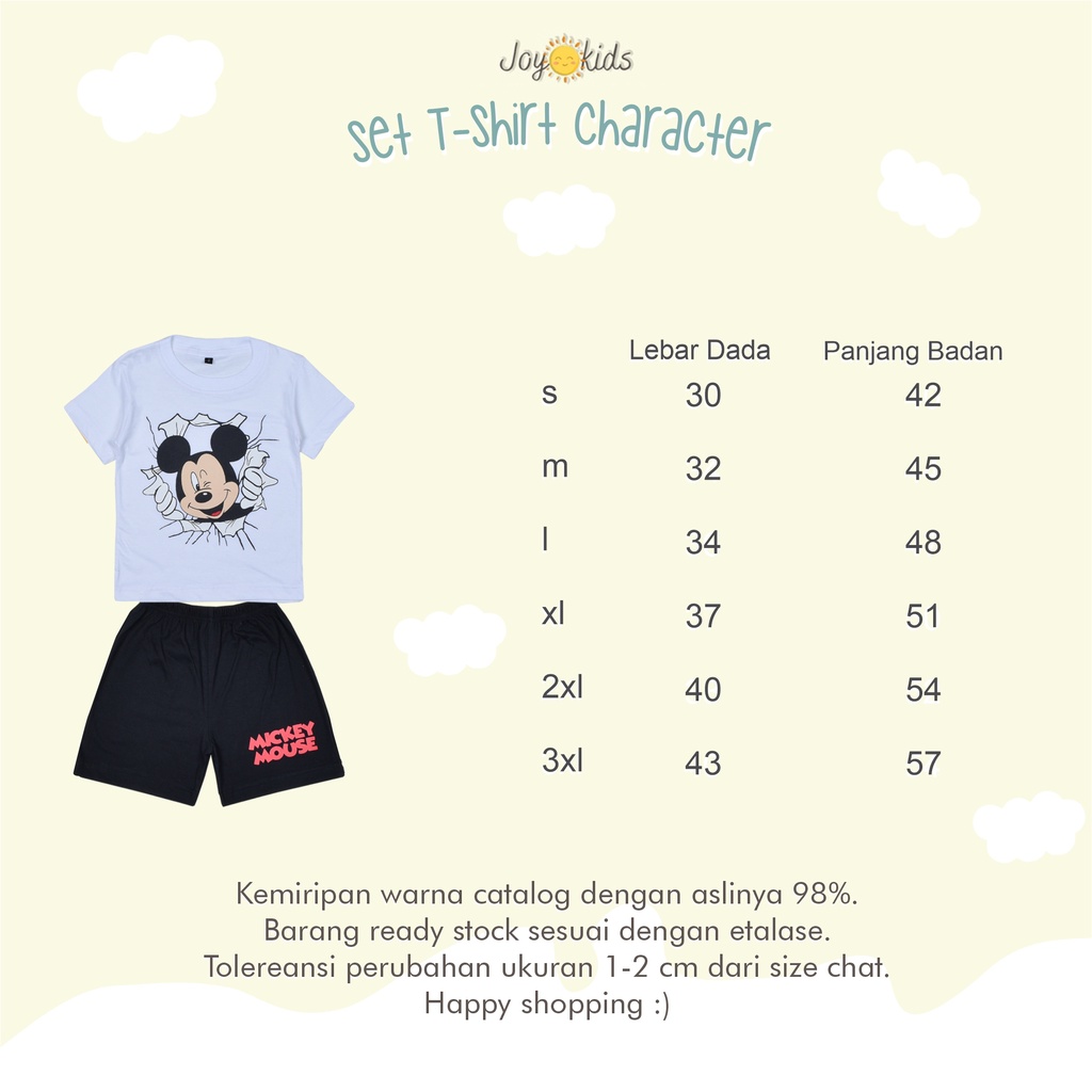 Joy Kids Kaos Atasan / Setelan Anak Laki laki Lengan Pendek Celana Pendek Motif Lucu Premium Cotton 1-12 Tahun