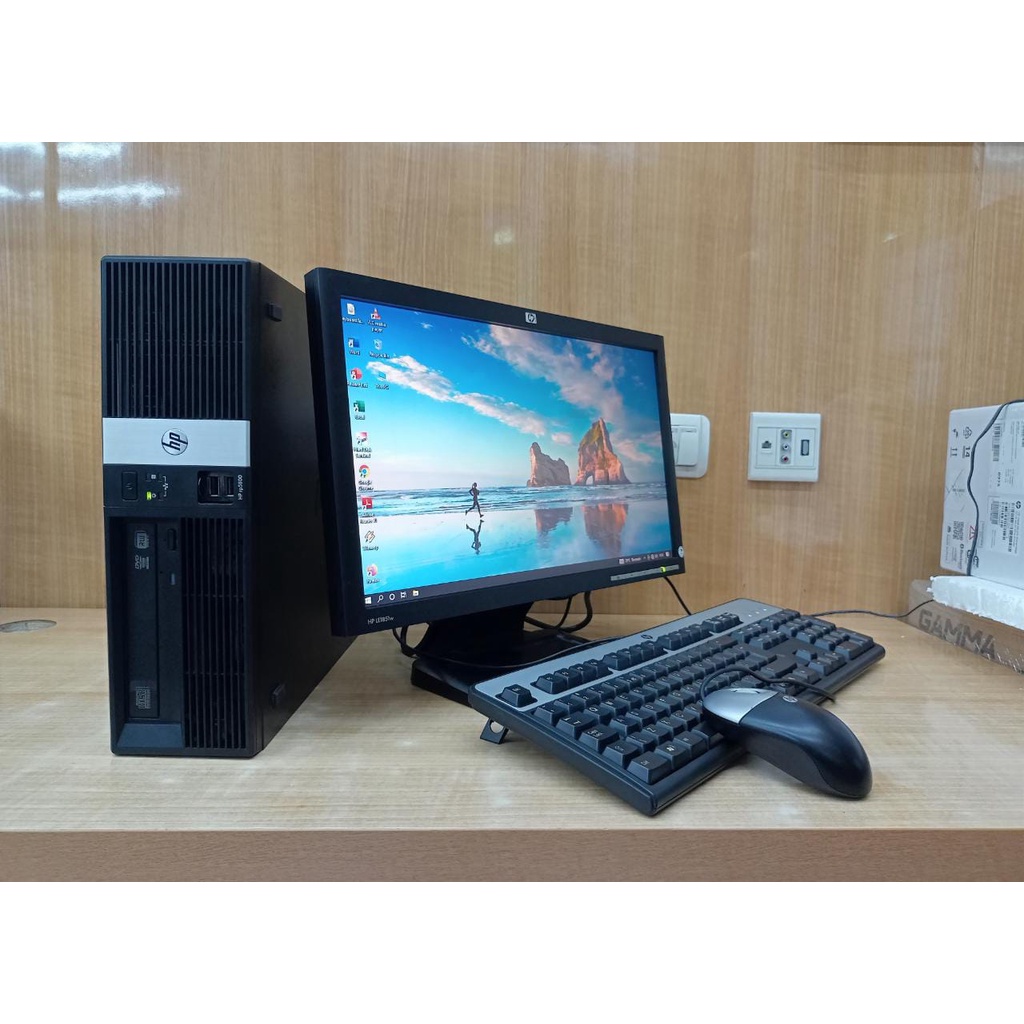 Paketan PC HP RP5800 Desktop LCD 19in Wide Keyboard Mouse Seragam Like New