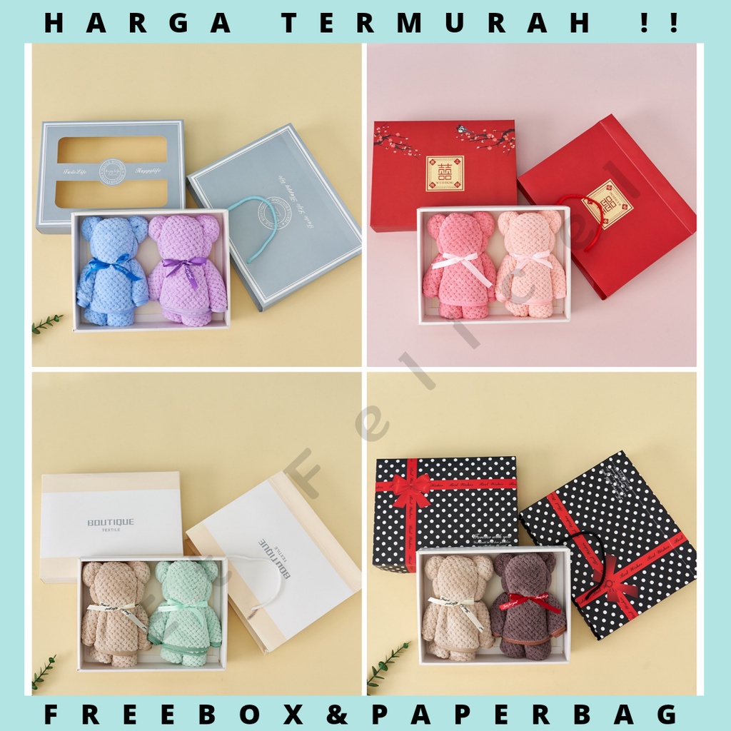 Gift Towel SET / Handuk Lap Wajah Muka Tangan Premium Cotton Tebal Halus Hadiah Souvenir Pernikahan Hampers Kado Microfiber