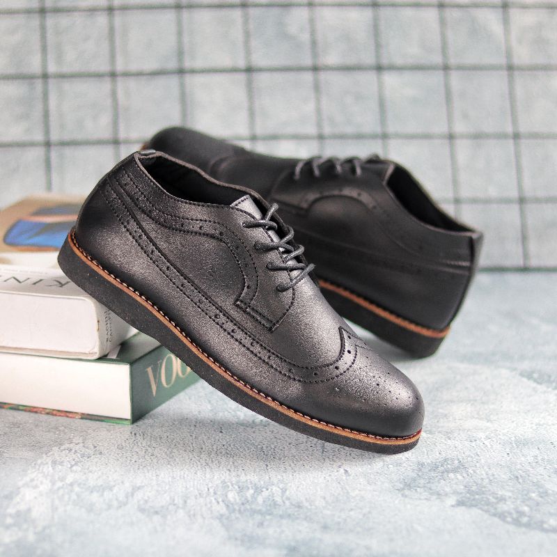 Sepatu Formal Pria Hitam Tali Kasual Casual Kulit Pu Antislip Original Kerja Kuliah Kantor Kondangan Xshoesbdg.id x Saga