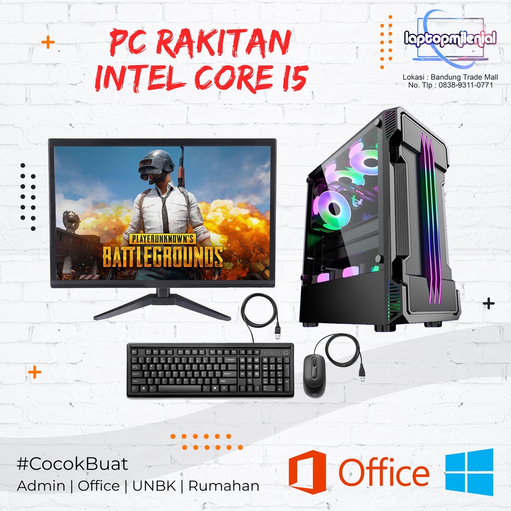 PC Full Set Murah Intel Core I5 Ram 8GB SSD 120GB HDD 500GB LED 19&quot; Cocok Buat Office Siap Pakai Bergaransi