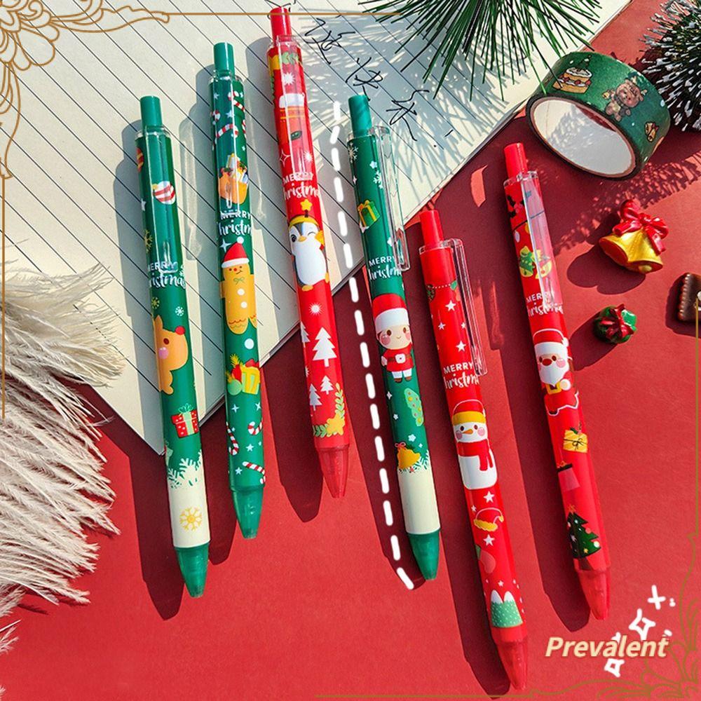 Preva 6PCS/Set Gel Pen Set Alat Tulis Hadiah Natal Press Type Signature Pen