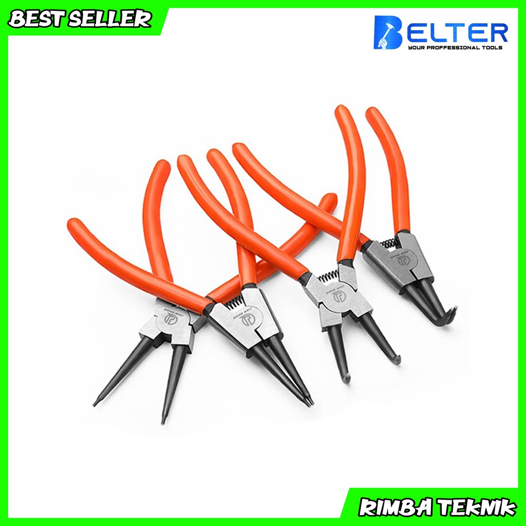 TEKIRO Tang Snap Ring 6 inch Set 4 pcs EB ES IB IS Circlip Pliers Tang Snap Ring Pliers Set Terlaris