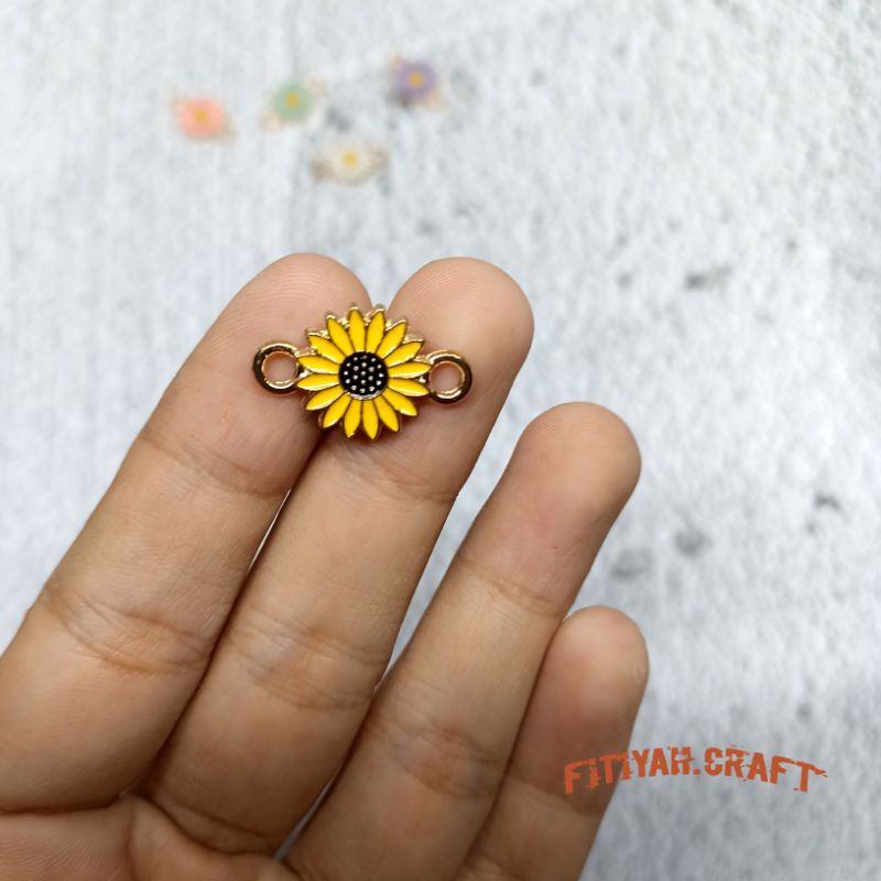 Enamel Sunflower Enamel Bunga Matahari Manik bunga Untuk Kerajinan Gelang