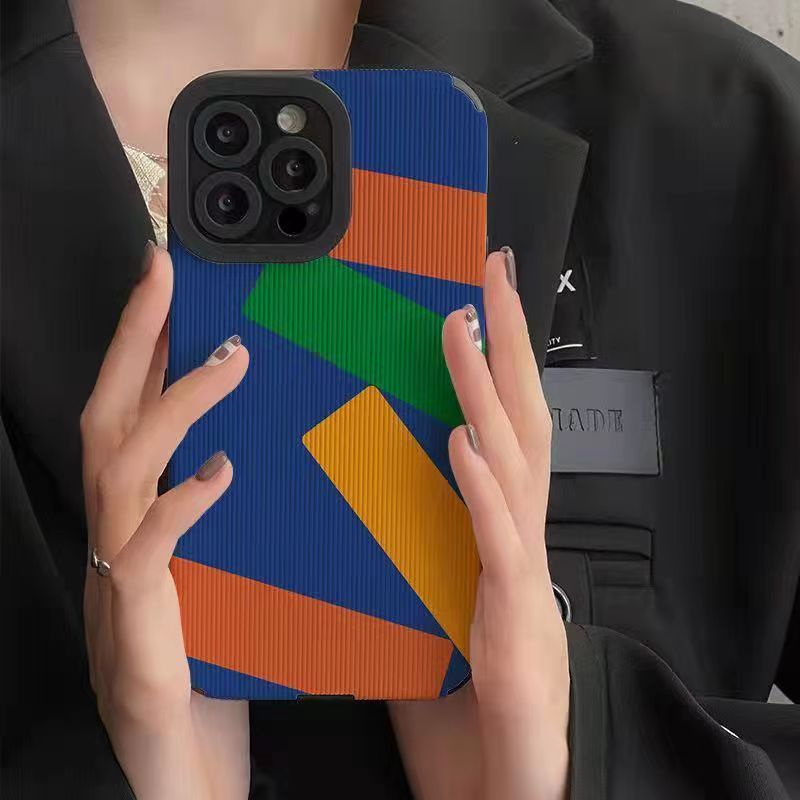 IPHONE Ins Pola Blok Bangunan Cocok Untuk Iphone14 14pro 14Plus 14prm Iphone13 13prm Iphone11 7Plus 8Plus Xr XS 12 Pro Max Empat Sudut Casing Ponsel Tahan Guncangan