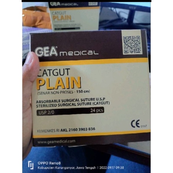 Per Box - Gea Catgut Plain 3/0 ( Tanpa Jarum )